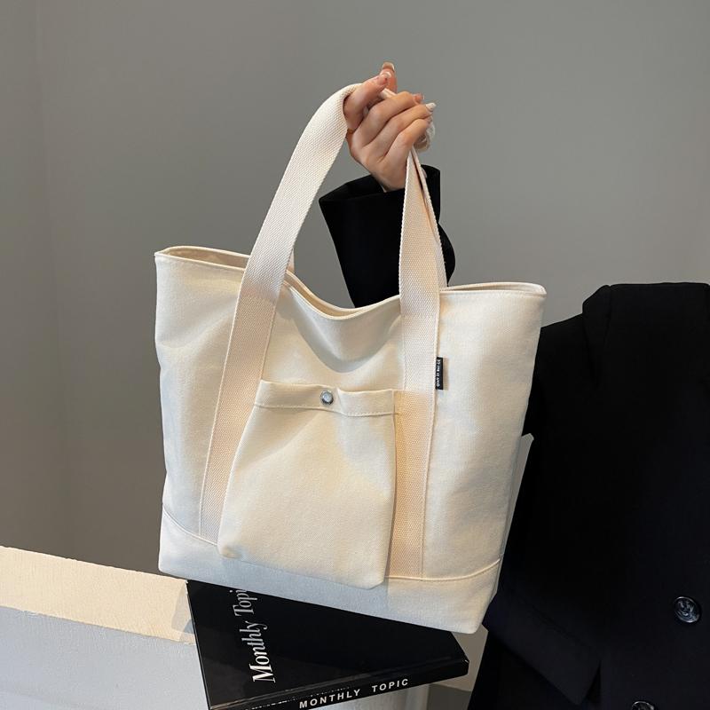 Geantă de damă din pânză de mare capacitate, toamnă, nouă, simplitate, culoare solidă, geantă de umăr versatilă, pentru timpul liber