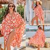 Printed Shirt Beach Jacket Bikini with Sun Protection Cardigan Vacation Swimsuit Blouse