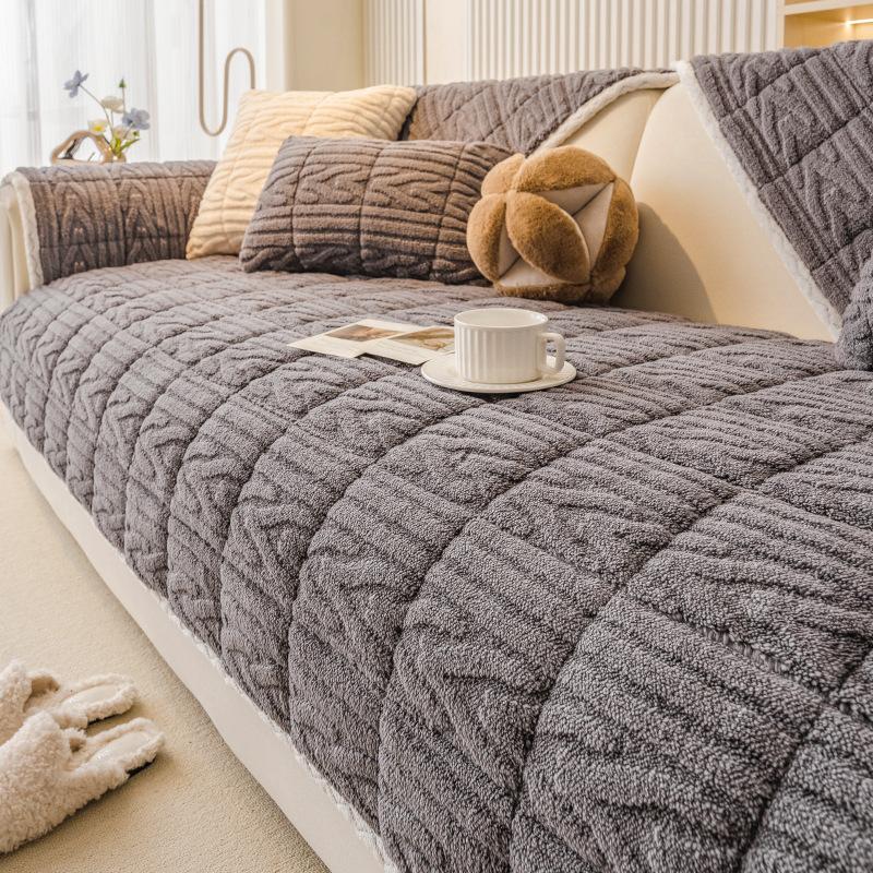 

Sofa Cushion New Winter Plush Warm Non-Slip Backrest Cushion Light Luxury High-Grade Leather Sofa Cover 70*70cm