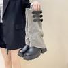 Retro knight boots thick-soled buckle women's boots autumn and winter fashion and thin design temperament fashion boots tide