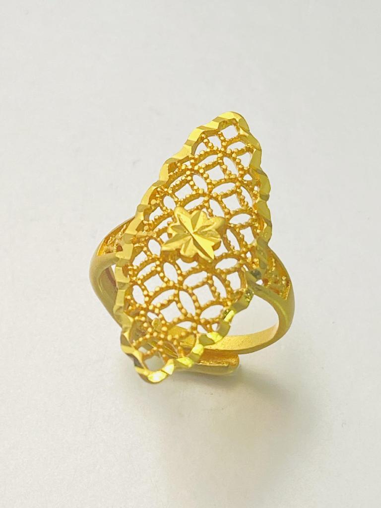 24K Gold Plated Adjustable Brass Ring - Personalized High-End Design