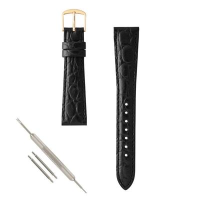 BAMBI Watch Band Leather Crocodile Emboss Tamafu 8mm-20mm Black BKE621AF-G 10mm