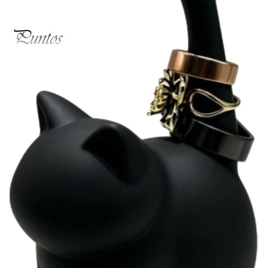 Creative Gift for Her Cute Cat Ring Holder, Minimalist Stand Bedroom Dressing Decorative Figurine Table, Sitting Jewelry Organizer Rings And Earrings