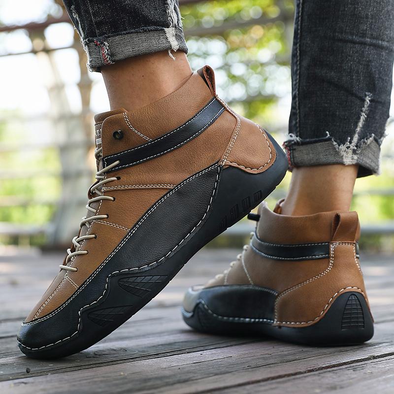 

Men s Loafers Mid Top British Soft Sole Retro Nude Boots Versatile Simple Resistant Breathable Fashionable Suitable Motorcycles 39