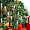 Round Hanging Bead Tassel White Xmas Tree Pendant Handmade Christmas Snowman Wooden Bead  DIY