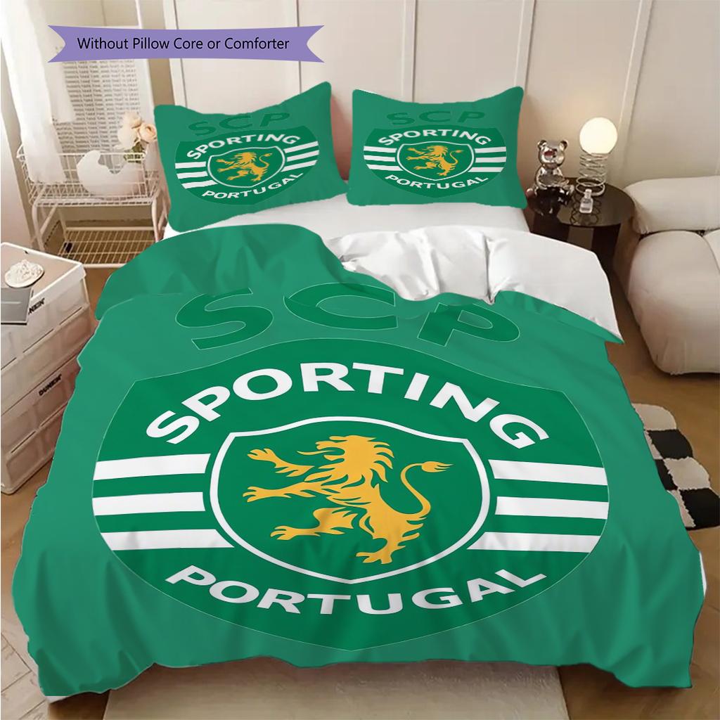 Blue Yellow Football Emblem Three-piece set (1 * duvet cover + 2 * pillowcase, without core) 2D Flat Bedding set Christmas birthday gift