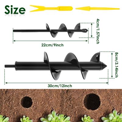 Gartenbohrer Bohrer Durchmesser 80mm und 40 mm Spiral-Gartenbohrer zum Bohren von Löchern und Pflanzen von Blumen Bäumen Sträuchern