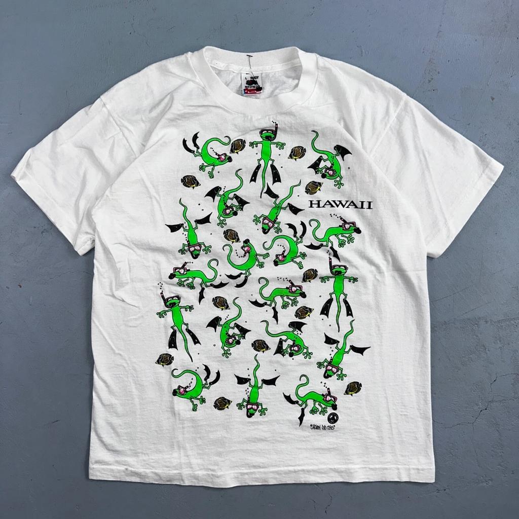Hawaii Lizards Snorkling 90s VTG T Shirt FOTL Single Stitch Fish Gecko Cute