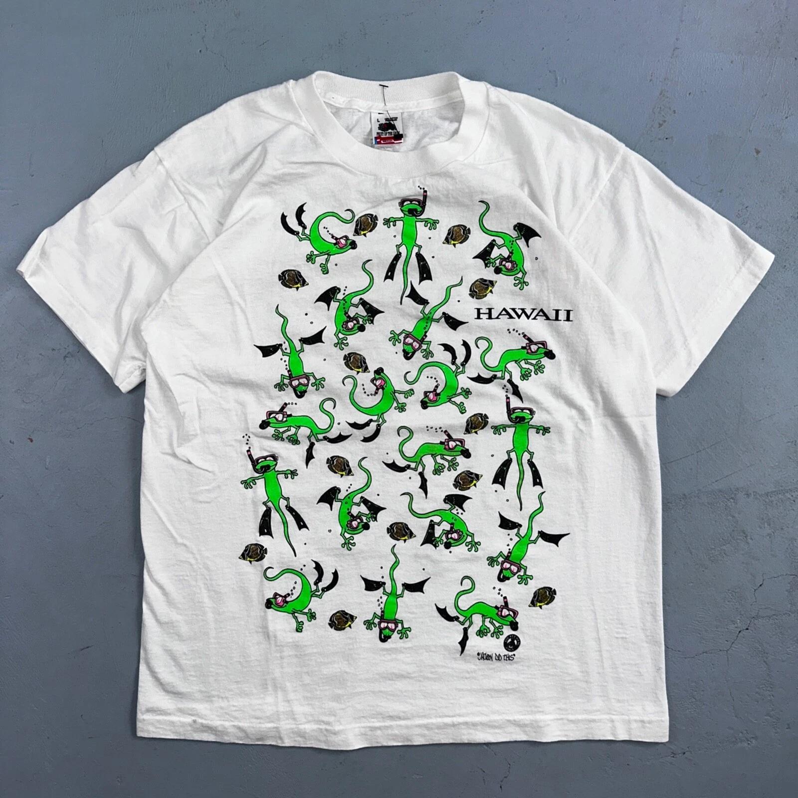 Hawaii Lizards Snorkling 90s VTG T Shirt FOTL Single Stitch Fish Gecko Cute 2XL