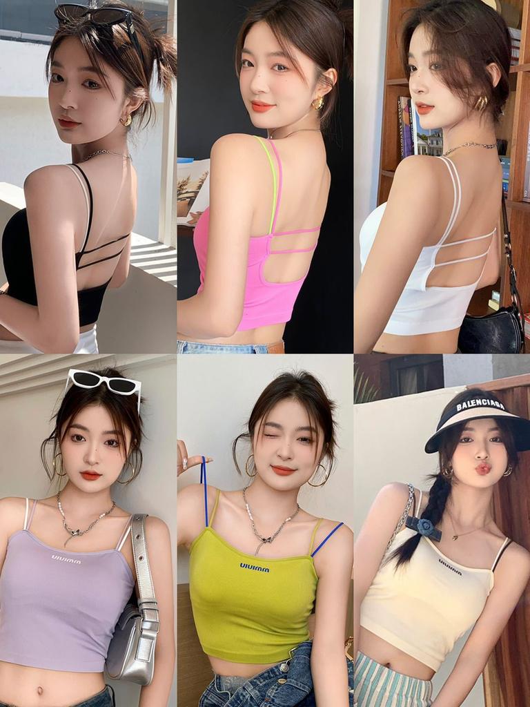 #Seamless sling vest early autumn new outer wear beautiful back belt chest pad integrated underwear inner top