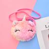 Cute Unicorn Plush Crossbody Bag Corduroy Square Phone Purse Cartoon Mini Shoulder Bag For Women Girls