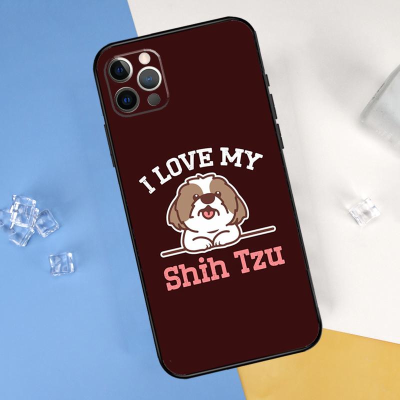 

Cartoon Shih Tzu Dog Phone Case For iPhone 16 Pro Max 13 12 Mini 11 14 15 Pro Max XR 16 15 Plus 16e Cover Shell iPhone 11