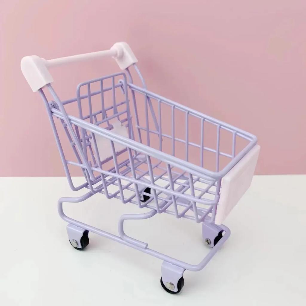 1Pcs Mini Shopping Cart Simulation Supermarket Handcart Kid Craft Toy Shopping Utility Cart Storage Toy Holder Gift For Children