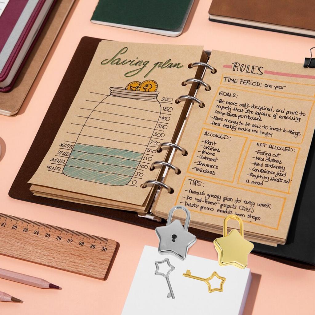 2Pcs Star Shaped Padlock Alloy Small Lock Easy Open Keys Travel Luggage Diary Book Piggy Bank Lock Security Lockers