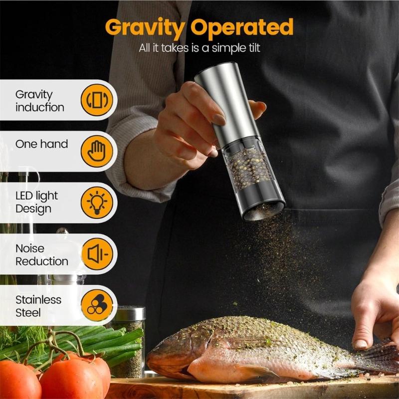 Electric Peppers Mill Automatic Salt Mill Peppers Grinder USB Rechargeable Adjustable Mill Suitable for Kitchen Cooking