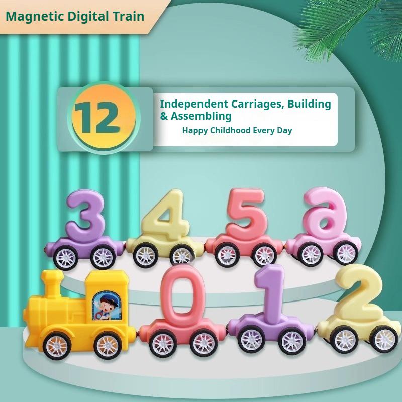 Magnetic Digital Train Toys, Children's Educational Assembly Magnetic Building Block Hands-on Brain
