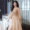 Host Evening Dress Femininity Banquet New Champagne Long Atmospheric Elegant Sexy Annual Meeting Dress