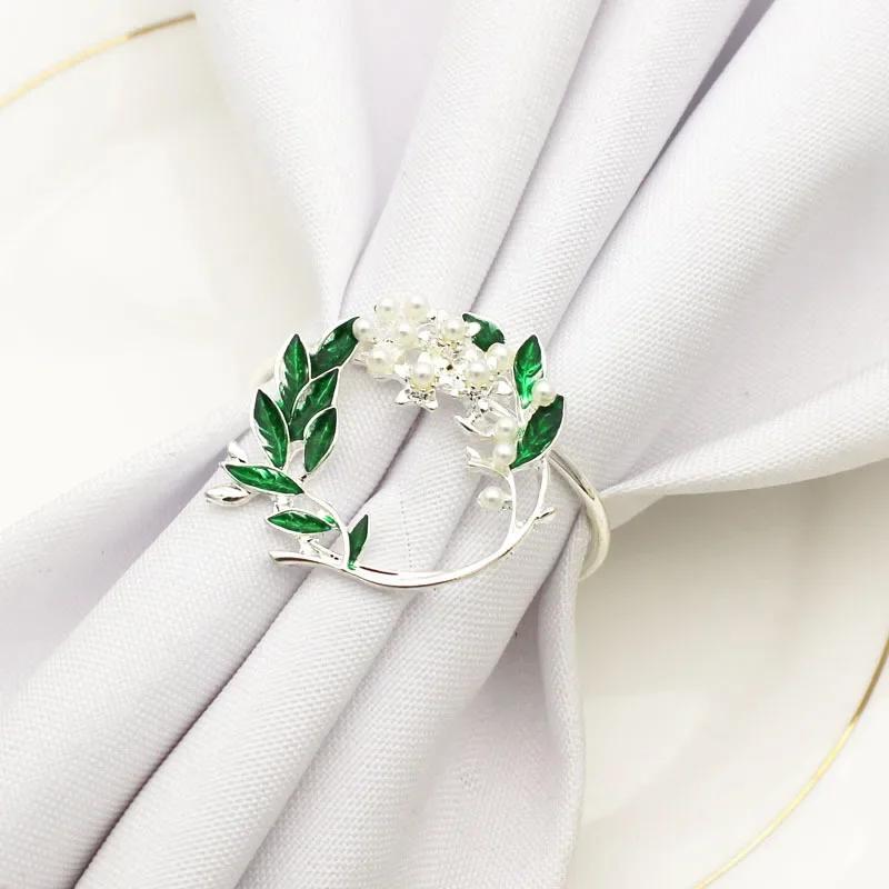 12 STÜCKE Pflanzenperlenkranz Serviettenringe Serviettenhalter aus Metall für die Hochzeitstischdekoration Silvesterdekorationen