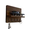 Wall Mounted Wooden Key Holder Floating Shelf Clothes Storage Rack Coat Hook  Home Decor