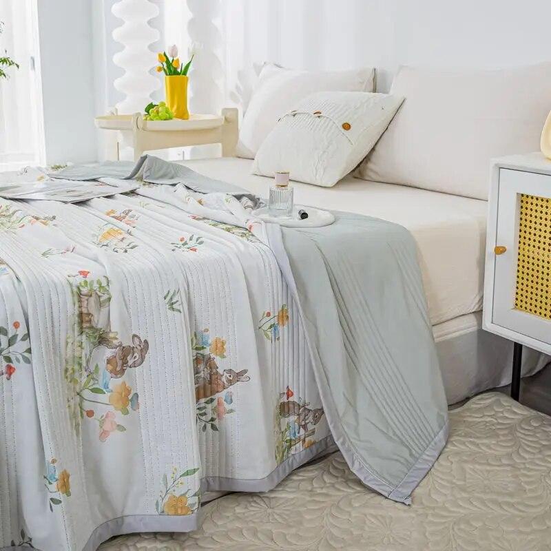 Air Condition Thin Blanket Summer Quilt Cover Cool Summer Cotton Quilt King Size Lace Free Shipping Down Blue Bedding Set Washed