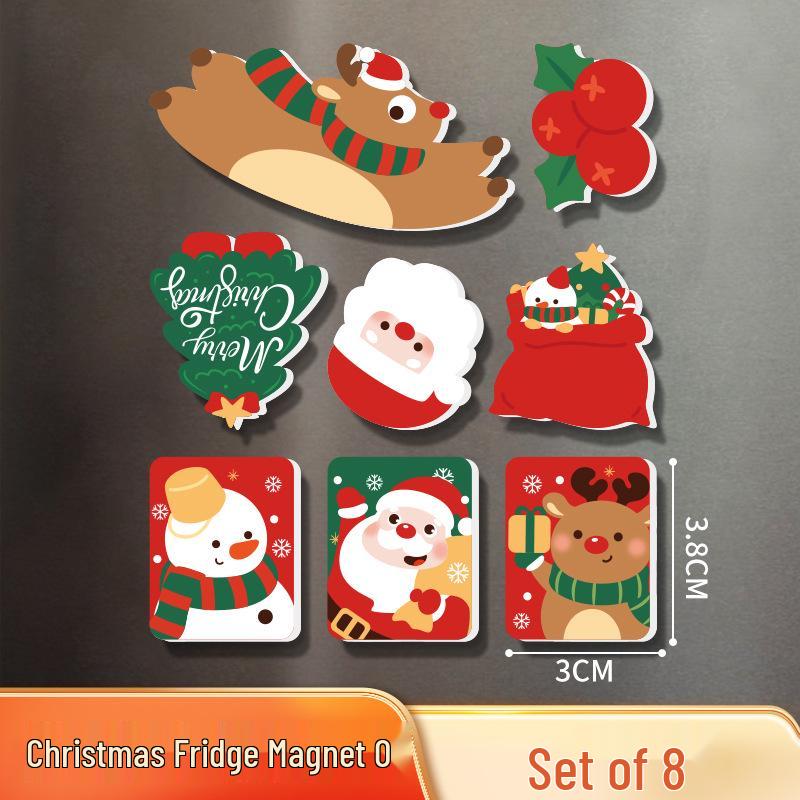 3D рождественские магниты на холодильник: Дед Мороз, Ёлка, Снеговик и Олень