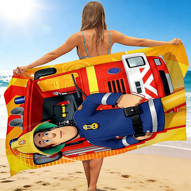 1Pc Fireman Sam'S Rescue Mission Beach Towel, Quick Dry, Multi-Use for Beach Pool Gym Yoga Home Travel, Christmas, Halloween, Xmas Gift M928518
