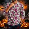 Men's Long Sleeve Shirt with Halloween Print for Casual Everyday Wear