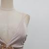 Celebrity Style Banquet Suspender Tube Top Pleated Design Champagne Skirt Dress Set Women