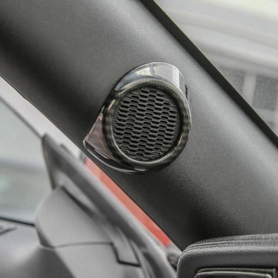 For 2015- Ford Mustang ABS Carbon Fiber A-Pillar Speaker Cover Trim Decor 2P