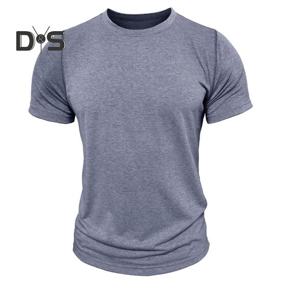 

Мужская футболка с круглым вырезом, хлопковая однотонная футболка с коротким рукавом, базовая футболка, повседневная футболка для занятий спортом, походов, путешествий, повседневной носки S светло-синий