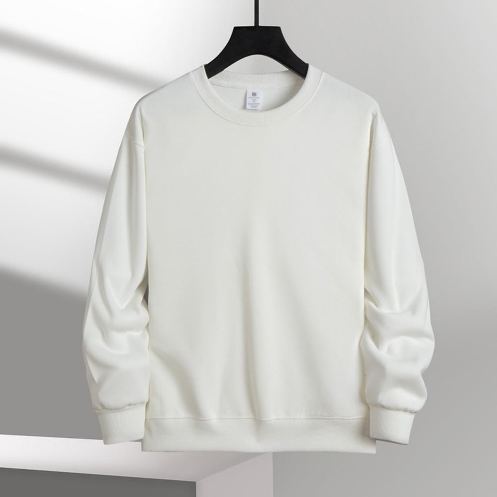 

Мужские повседневные однотонные толстовки с круглым вырезом, классические свитера, пуловеры, уличные, с длинным рукавом, модные, стандартные, Swatershirt S белый