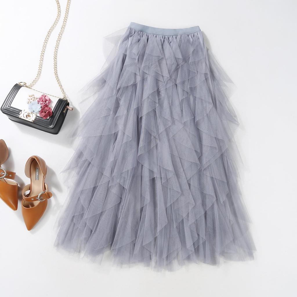 Women's Irregular Mesh Skirt - Multi-Layered Puffy Long Cake Skirt for Spring/Summer 2023: Super Fairy Style Dress