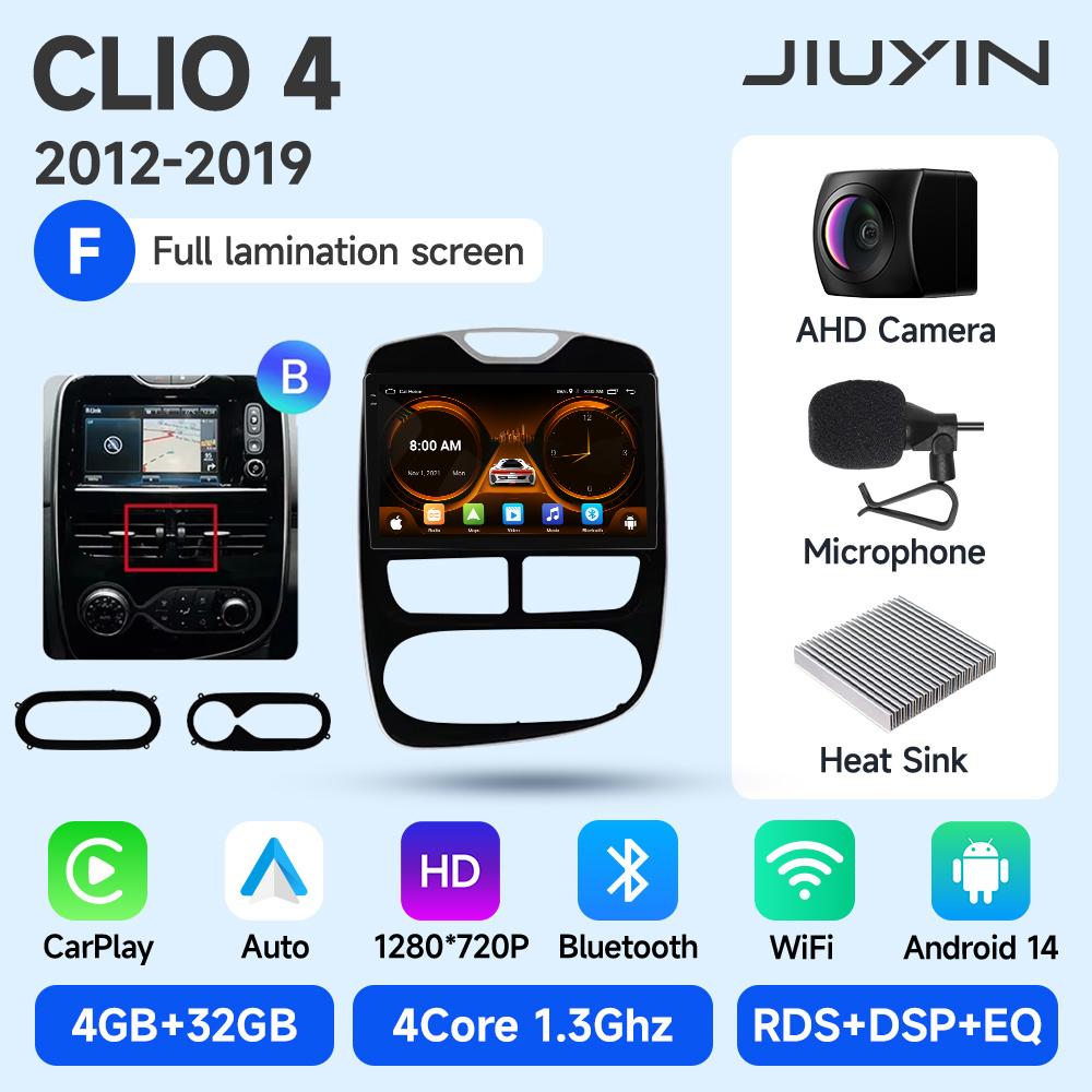 JIUYIN Android 15 Wireless CarPlay Auto Car Radio For Renault Clio 4 ZOE 2012-2019 Intelligent Systems DSP SWC RDS GPS FM BT