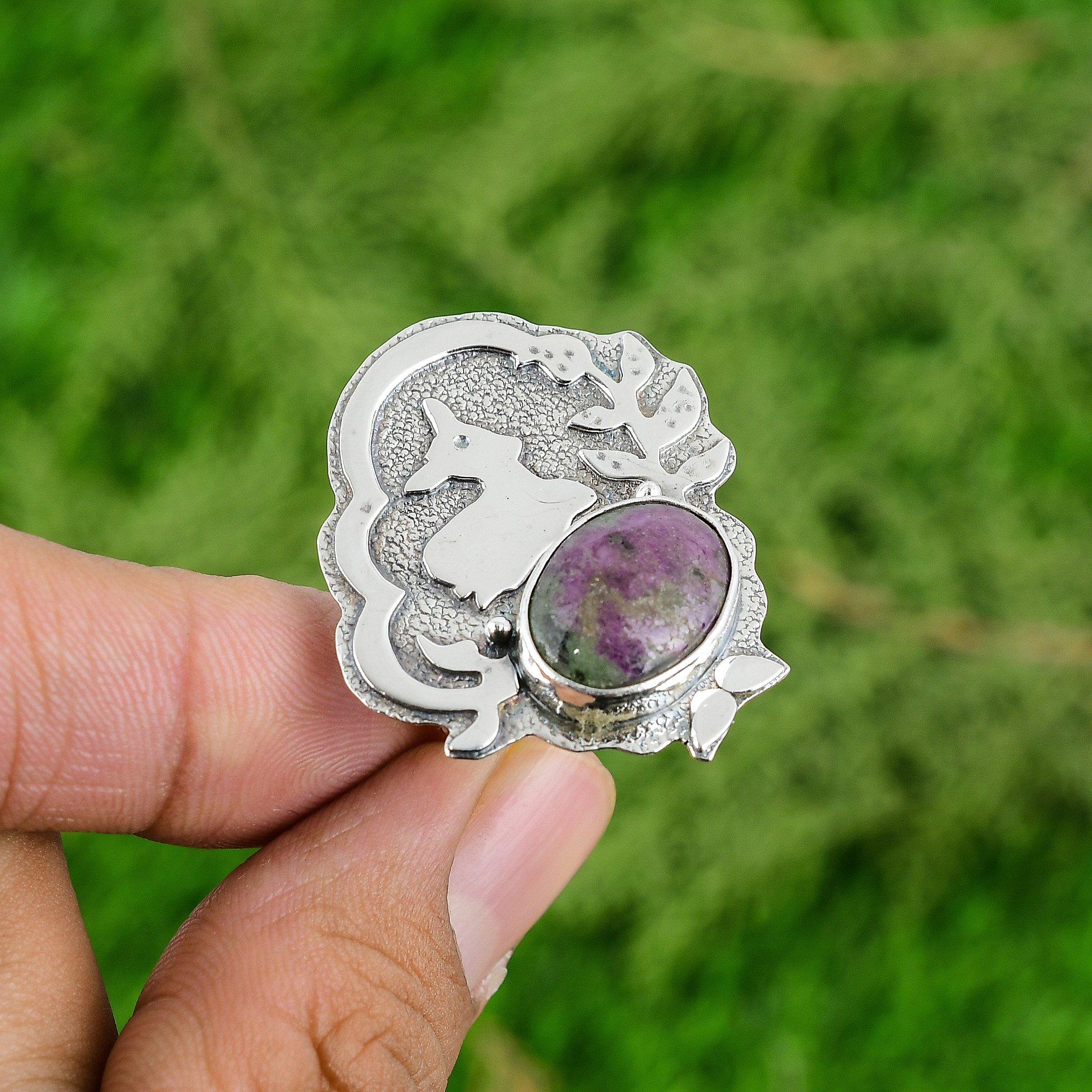 

Mothers day Sale Ruby Zoisite Gemstone Promise Ring Jewelry 925 Sterling Silver Adjustable