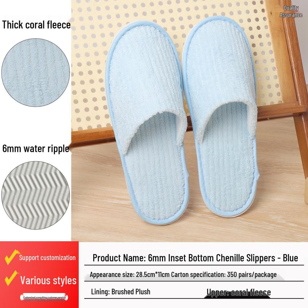 Luxusní pratelné protiskluzové pantofle z perlové bavlny pro hotelové a domácí hosty