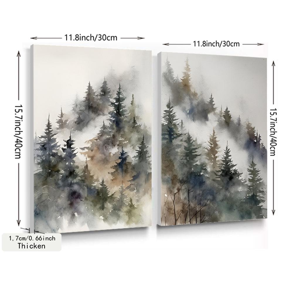 2pcs/set Cloud Forest Art Oil Painting Canvas with Wood Frame Draw Wall Decor Home Living Room Decorations 30x40cm