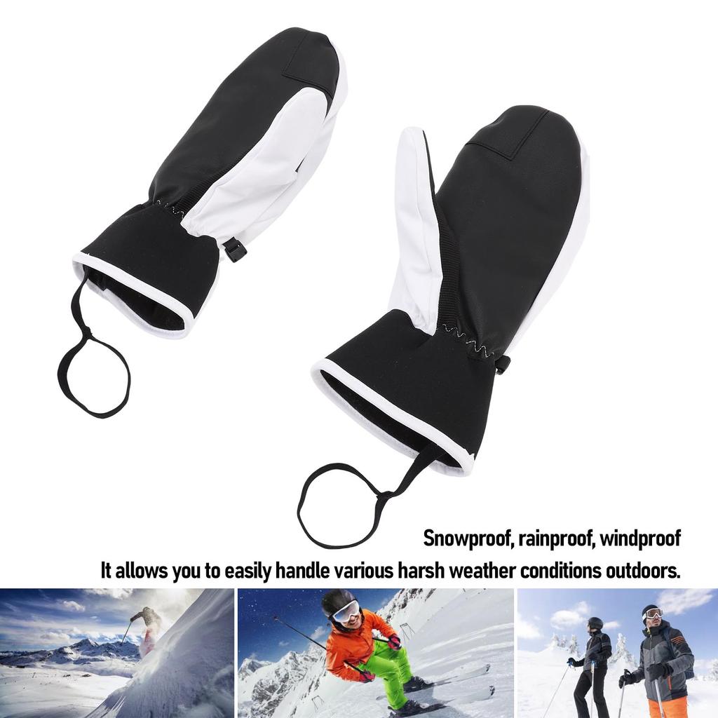 1 Pair Touchscreen Ski Mittens Snowboarding Mittens for Women Men Winter Cold Weather Snow Gloves with Zipper Pocket Inner 5 Finger White XL