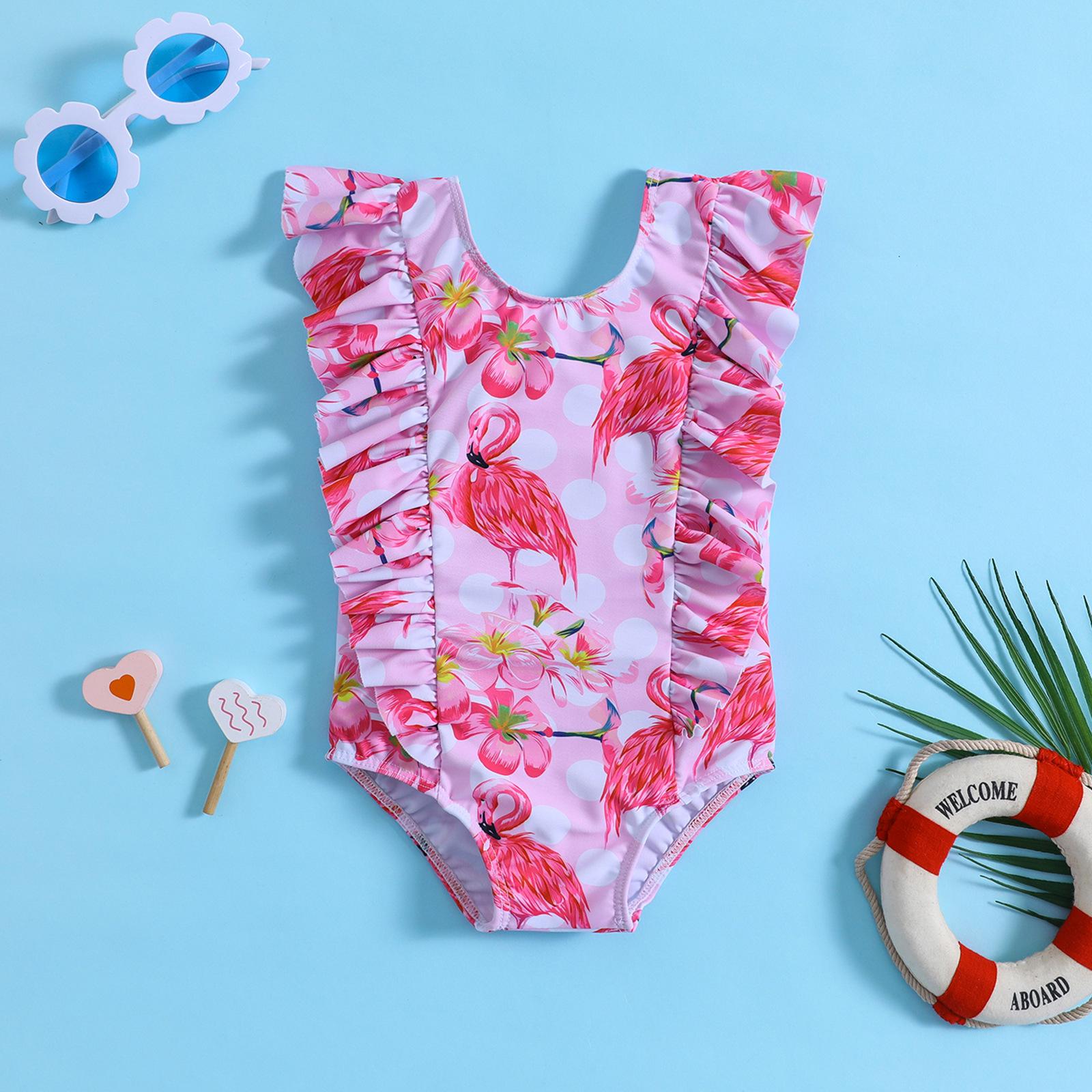 

Exclusive Girls Flamingo Ruffle Swimsuit Size 120