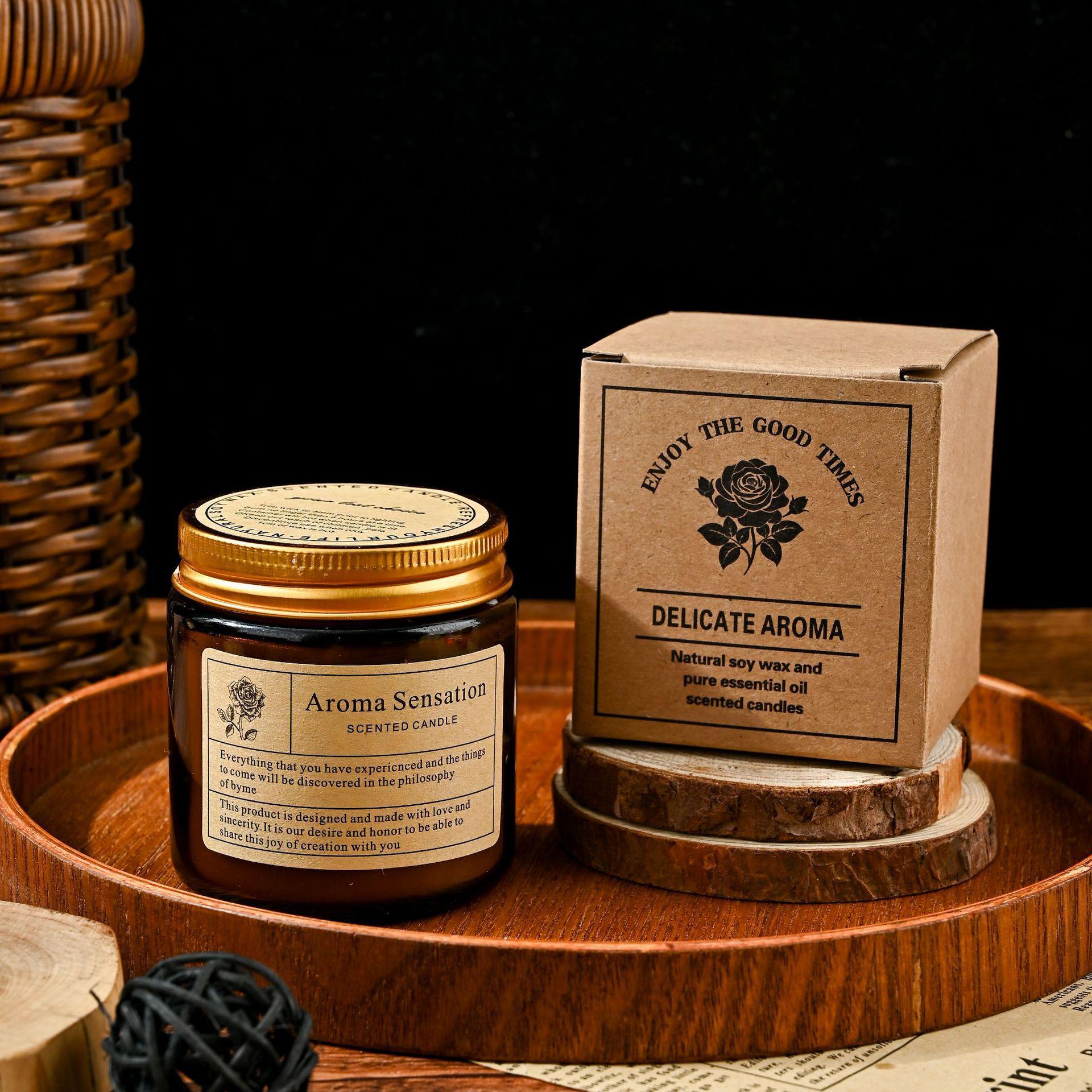 

Нишевая романтическая ретро коричневая стеклянная ароматическая свеча - Бездымная, креативный ароматный сувенир. Lavender