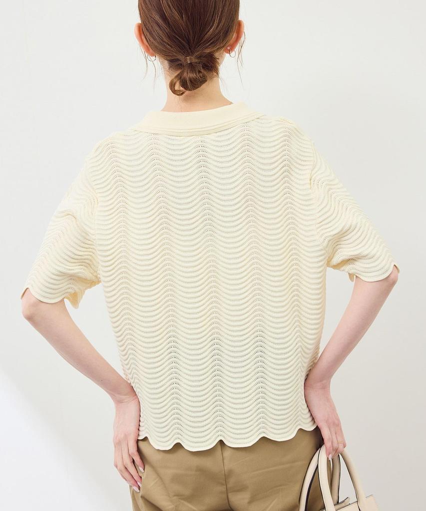 ROPE PICNIC Knit Pullover with Ripple Natural Women's Collar, GDM45030, (16)