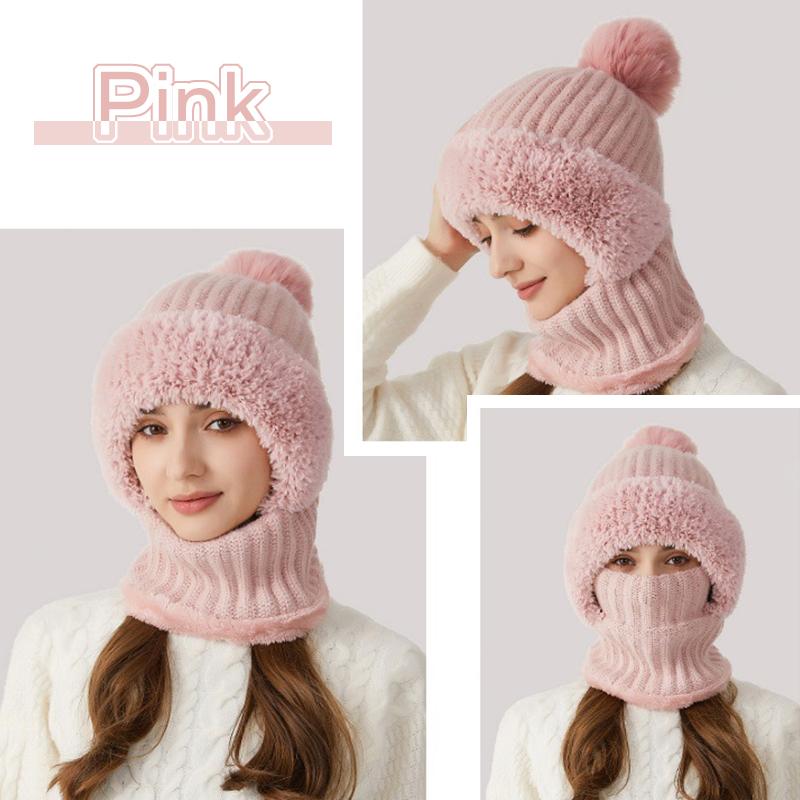 1Pc All-in-one Outdoor Hiking Winter Acrylic Fiber Warm Face and Neck Cover Plush Knitted Hat Cycling