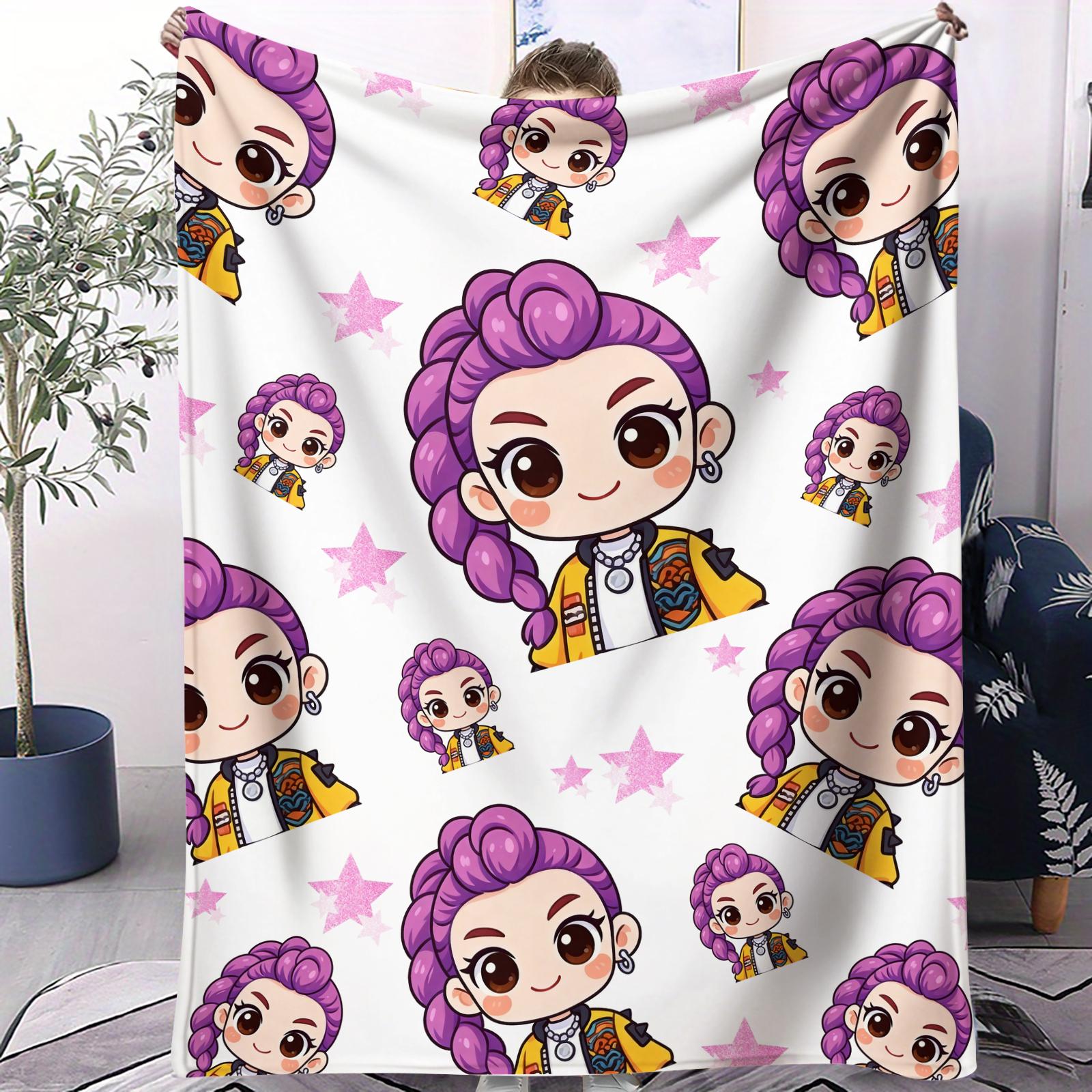 

KPop Demon Hunters Printed Blanket Girls Boys Plush Throw Blanket Sofa Blankets Warm Birthday Gifts For Girls Huntrix Blankets 70x100cm