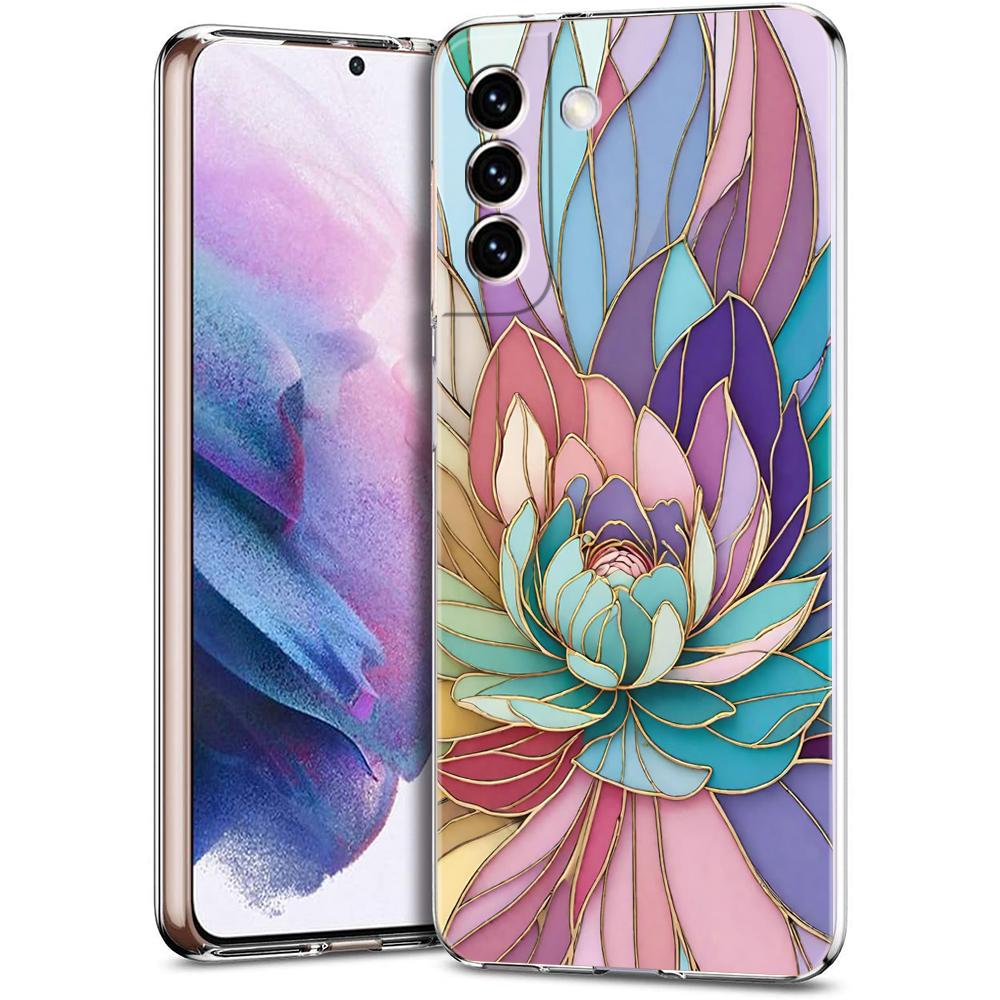 Transparent Phone Case Cover for Samsung Galaxy S25 S24 S23 S22 S20 S21 FE Ultra S24 S23 S10 S10E Plus 5G Fashion Flower Pattern