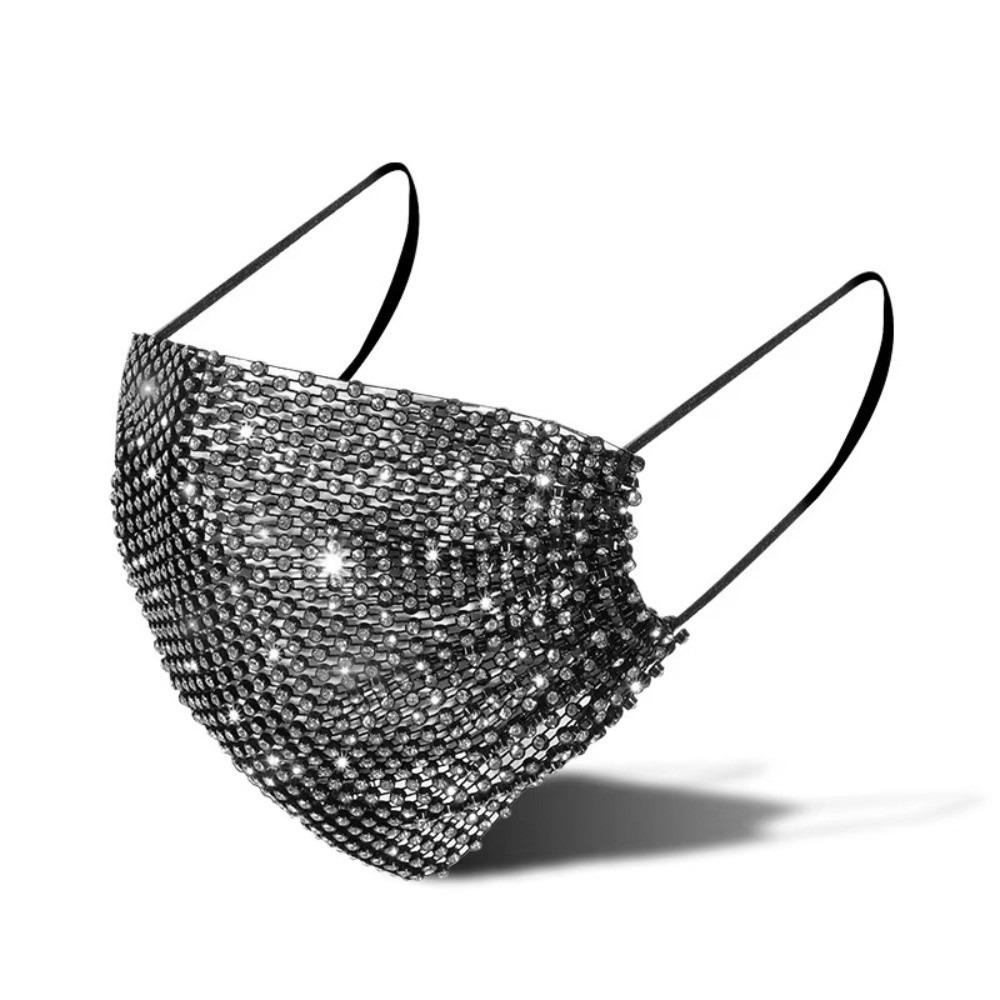

Sexy Face Covering Breathable Jewelry Masks Fashion Face Mask Women чорний