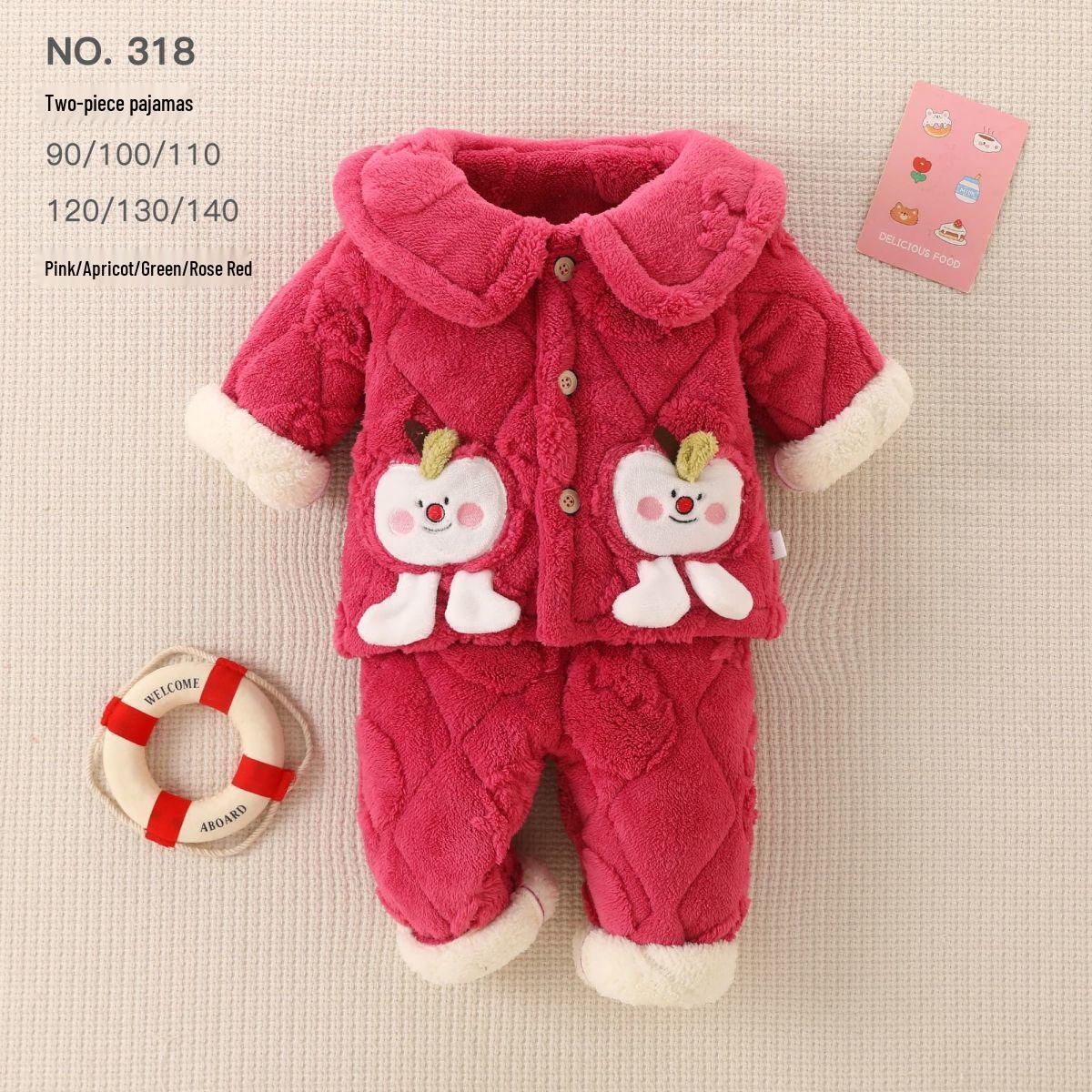 

Cozy Flannel Fleece Pajama Set, Thickened Plush for Kids - Autumn/Winter Essential 100cm Height (85-95cm)
