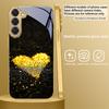 Shining heart shape For Samsung Galaxy S20 FE S21 S22 Ultra S23 Plus S24 Ultra 25Ultra S21+ S9+ 22Plus Golden glass phone case
