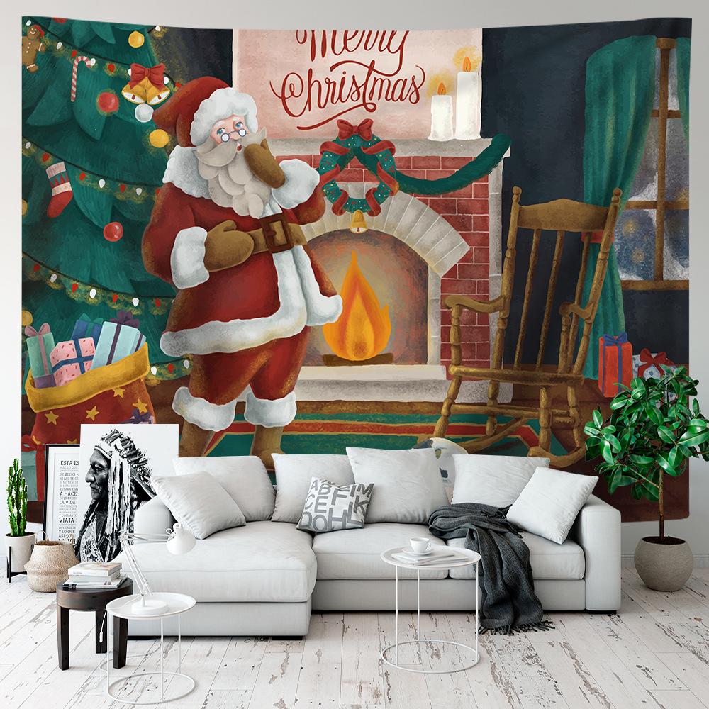 Cartoon Tapestry Christmas Wall Hanging Background Cloth Room Party Decoration