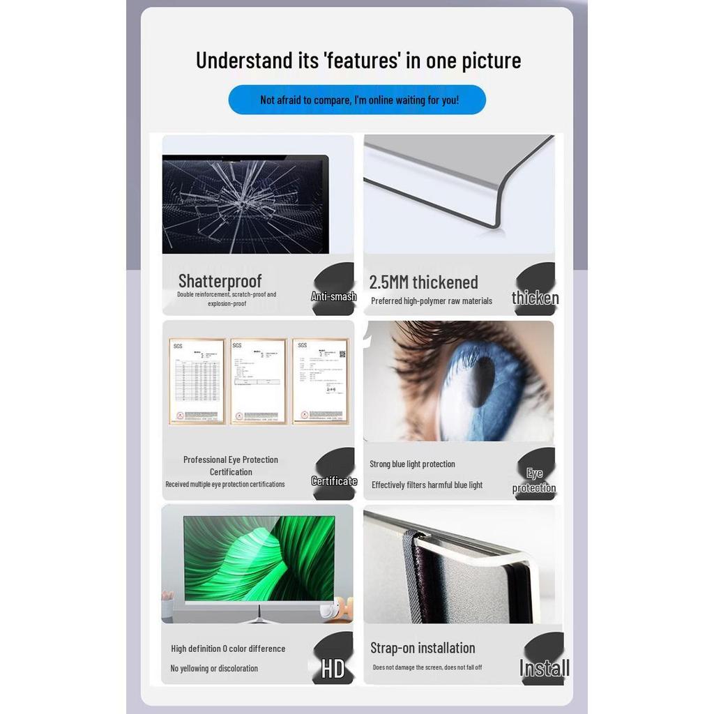 HD Transparent Anti-Blue Light Screen Protector for Laptop and Desktop Monitors