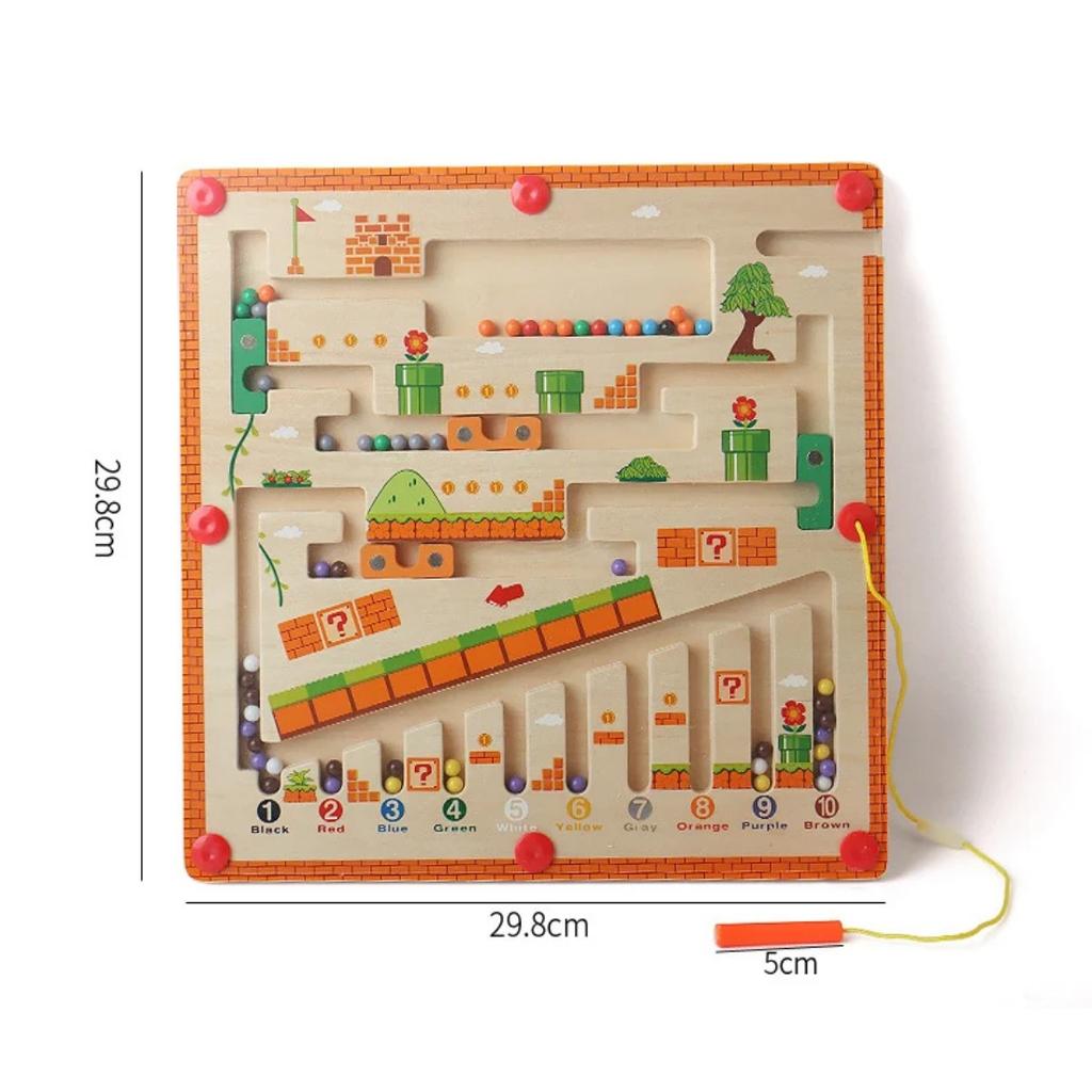 Wooden Magnetic Maze Puzzles Game for Children Color and Number Pen Moving Ball Learning Education Montessori Toys Gift for Kids