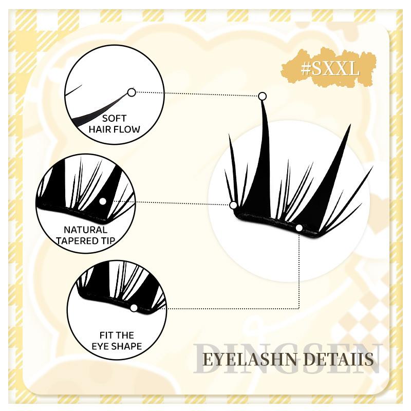 10 Rows Cluster Cat Eye No Glue Lashes Reusable Self Adhesive Glue Free Eyelash Natural Lash Manga Anime Lashes Cluster